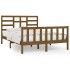 Estructura de cama madera maciza King marrón miel 150x200