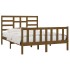 Estructura de cama madera maciza King marrón miel 150x200