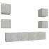 Set de muebles de TV 6 pzas madera contrachapada gris