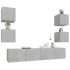 Set de muebles de TV 6 pzas madera contrachapada gris