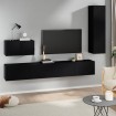 Set de muebles para TV 4 piezas madera contrachapada negro