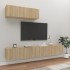 Set de muebles para TV 3 pzas madera contrachapada roble