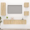 Set de muebles para TV 5 pzas madera contrachapada roble Sonoma