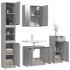 Set de armario de baño 4 pzas madera contrachapada gris