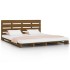 Estructura de cama madera maciza de pino marrón miel 150x200