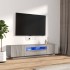 Set muebles TV con LEDs 2 pzas madera contrachapada gris