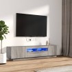 Set muebles TV con LEDs 2 pzas madera contrachapada gris Sonoma