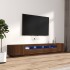 Set muebles TV con LED 2 pzas madera contrachapada marrón