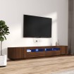 Set muebles TV con LED 2 pzas madera contrachapada marrón roble