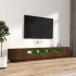 Set muebles TV con LED 2 pzas madera contrachapada marrón