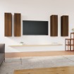Mueble TV 4 uds madera contrachapada marrón roble 30,5x30x110cm
