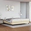 Estructura de cama box spring cuero sintético crema 200x200 cm