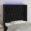 Cabecero con LED de terciopelo negro 103x16x118/128 cm