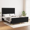 Estructura de cama con cabecero de tela negro 140x190 cm