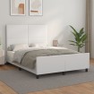 Estructura de cama cabecero cuero sintético blanco 140x200 cm