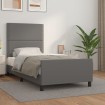 Estructura de cama con cabecero cuero sintético gris 90x200 cm