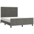 Estructura cama con cabecero terciopelo gris oscuro 140x190