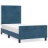 Estructura cama con cabecero terciopelo azul oscuro 80x200