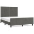 Estructura cama con cabecero terciopelo gris oscuro 140x190