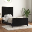 Estructura de cama con cabecero de terciopelo negro 90x200 cm