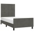 Estructura cama con cabecero terciopelo gris oscuro 100x200