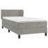 Cama box spring con colchón terciopelo gris claro 90x190