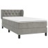 Cama box spring con colchón terciopelo gris claro 80x200