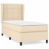 Cama box spring con colchón tela color crema 90x200