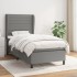 Cama box spring con colchón tela gris oscuro 90x200