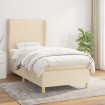 Cama box spring con colchón tela color crema 90x200 cm