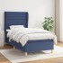 Cama box spring con colchón tela azul 90x200