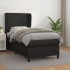 Cama box spring con colchón cuero sintético negro 90x190