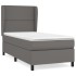 Cama box spring con colchón cuero sintético gris 90x190