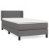 Cama box spring con colchón cuero sintético gris 90x200