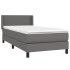 Cama box spring con colchón cuero sintético gris 90x200