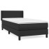 Cama box spring con colchón cuero sintético negro 100x200