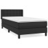 Cama box spring con colchón cuero sintético negro 90x190