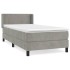 Cama box spring con colchón terciopelo gris claro 80x200