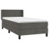 Cama box spring con colchón terciopelo gris oscuro 90x200