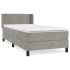 Cama box spring con colchón terciopelo gris claro 90x190