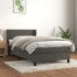 Cama box spring con colchón terciopelo gris oscuro 80x200