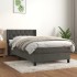 Cama box spring con colchón terciopelo gris oscuro 80x200