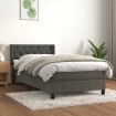 Cama box spring con colchón terciopelo gris oscuro 80x200 cm