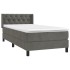 Cama box spring con colchón terciopelo gris oscuro 80x200