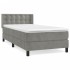 Cama box spring con colchón terciopelo gris claro 80x200