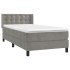 Cama box spring con colchón terciopelo gris claro 80x200