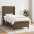 Cama box spring con colchón tela marrón oscuro 90x200