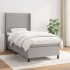 Cama box spring con colchón tela gris claro 90x200