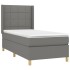 Cama box spring con colchón tela gris oscuro 80x200