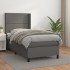 Cama box spring con colchón cuero sintético gris 90x200